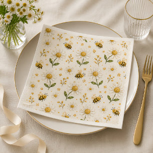 Servilleta De Papel Cute Floral Bumblebee Garden Party Desechable