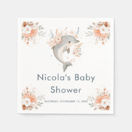 Servilleta De Papel Cute Floral Dolphin  Baby Shower