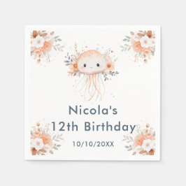 Servilleta De Papel Cute Floral Jellyfish Birthday Party