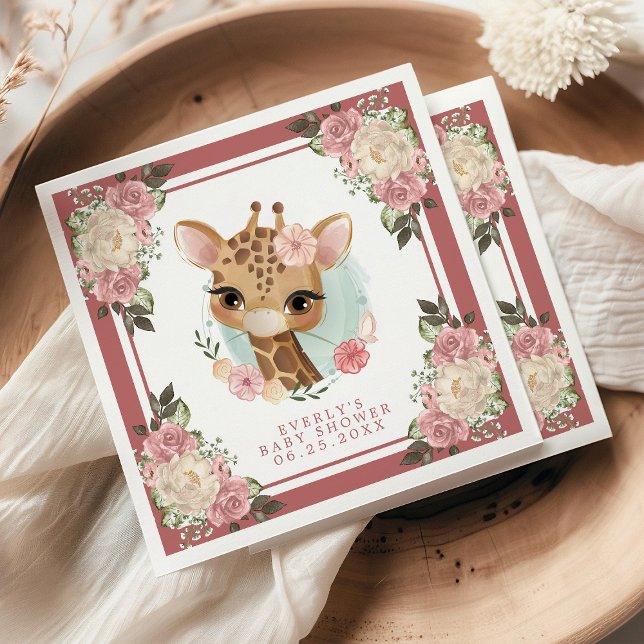 Servilleta De Papel Cute Floral Jirafa Aquarela Niña Baby Shower (Subido por el creador)