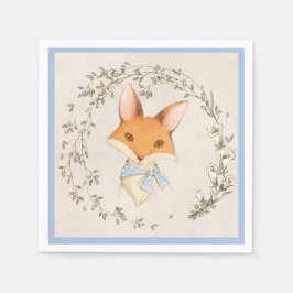 Servilleta De Papel Cute Fox Blue Floral Boy