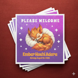 Servilleta De Papel Cute Fox Cub Asleep in Starry Night Sky