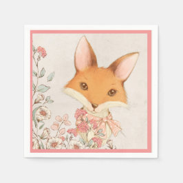 Servilleta De Papel Cute Fox Pink Floral Girly