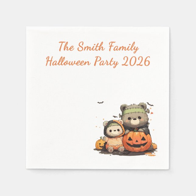 Servilleta De Papel Cute Frankenstein Bear Halloween Custom (Anverso)
