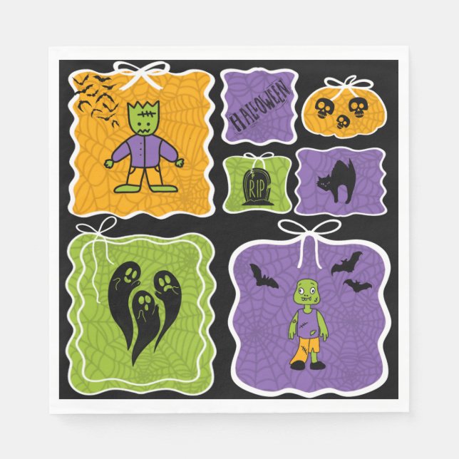Servilleta De Papel Cute Frankenstein Coquette Halloween (Anverso)