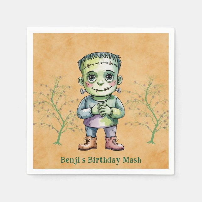 Servilleta De Papel Cute Frankenstein Halloween Fiesta de cumpleaños (Anverso)