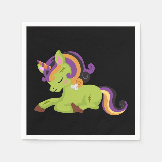 Servilleta De Papel Cute Frankenstein Unicorn Halloween (Anverso)