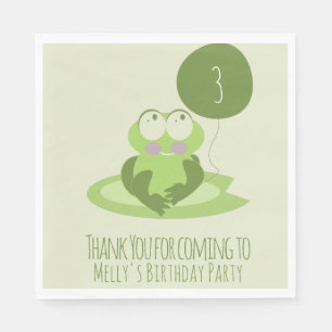 Servilleta De Papel Cute Frog Birday Green Balloon Gracias
