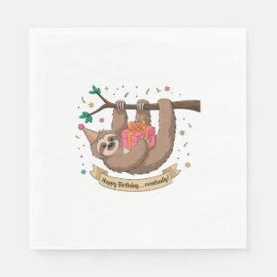Servilleta De Papel Cute Funny Sloth Happy Birthday