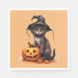 Servilleta De Papel Cute gato de Halloween