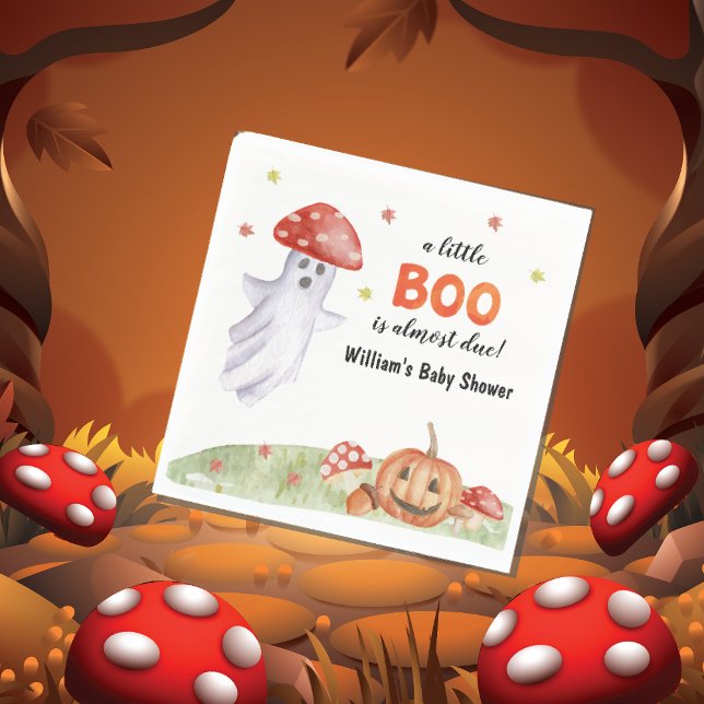 Servilleta De Papel Cute Ghost Mushroom Halloween Baby Shower (Cute Ghost Mushroom Halloween Baby Shower Napkins)