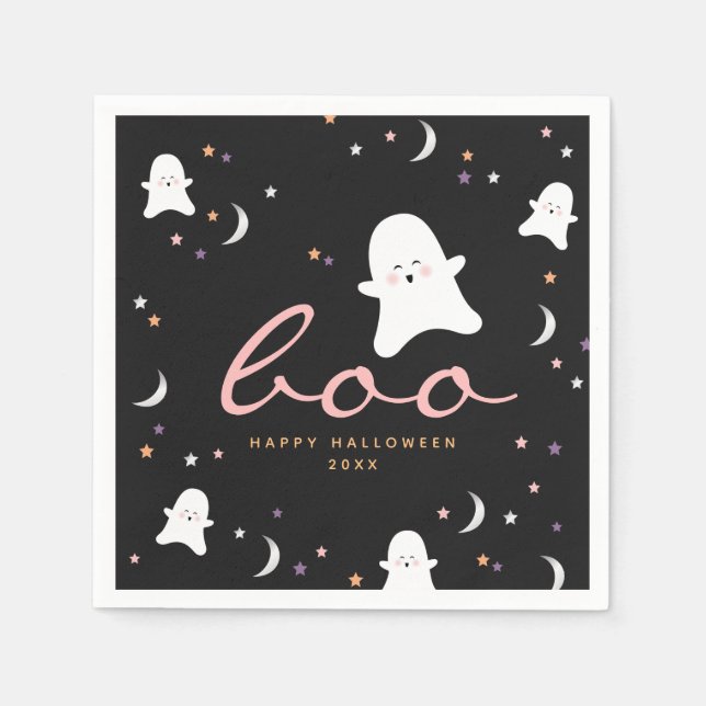 Servilleta De Papel Cute Ghosts Boo Halloween (Anverso)