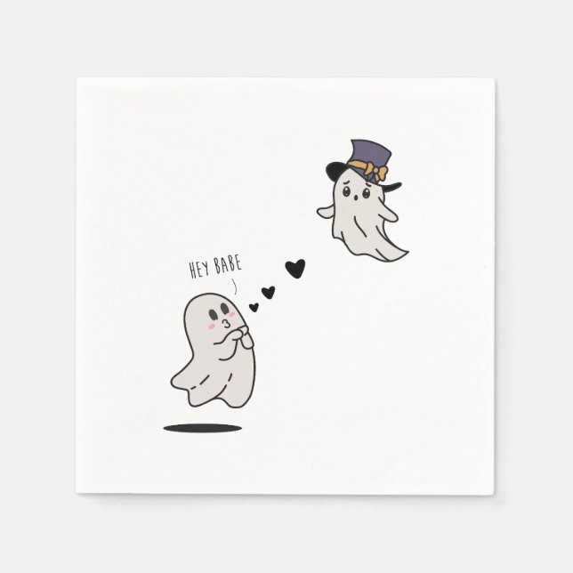 Servilleta De Papel Cute ghosts couple talking (Anverso)