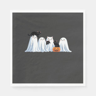 Servilleta De Papel Cute Ghosts y Black Cats Halloween � Spooky Seas