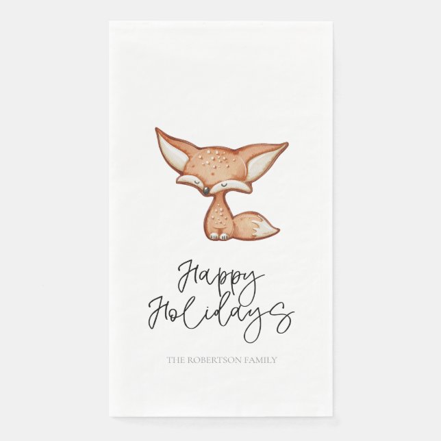 Servilleta De Papel Cute Gingerbread Fox Holiday Napkin (Anverso)