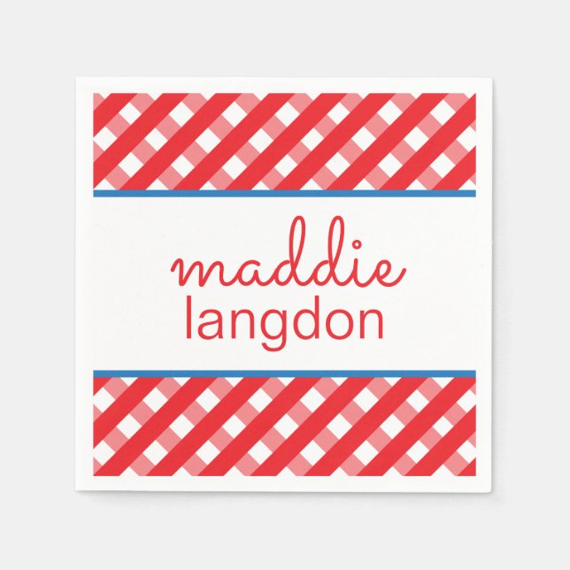Servilleta De Papel Cute Gingham Fiesta personalizado Napkins (Anverso)