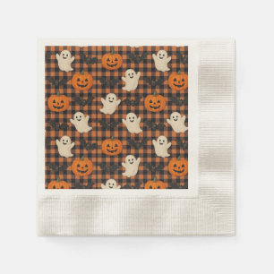 Servilleta De Papel Cute, gingham halloween fanáticos fantasmas de cal