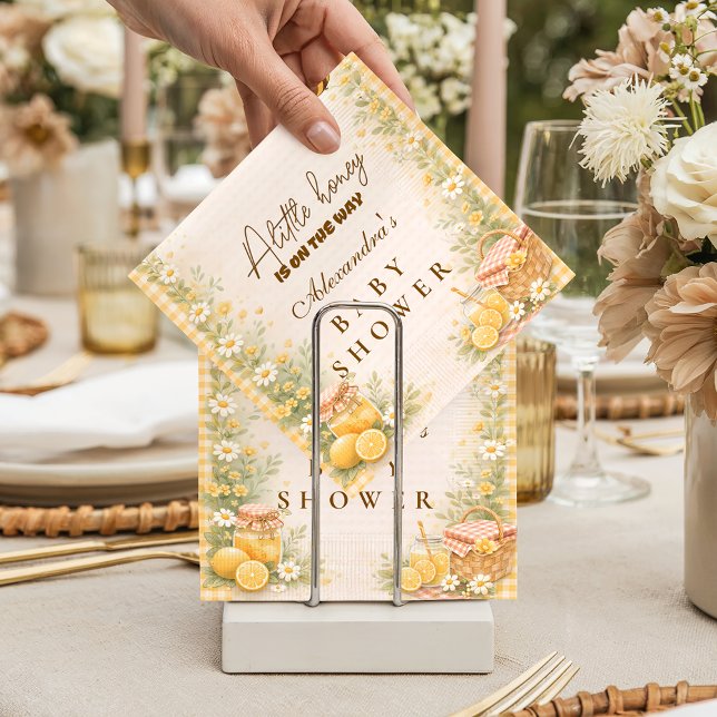 Servilleta De Papel Cute Gingham Honey Bee Baby Shower (Subido por el creador)