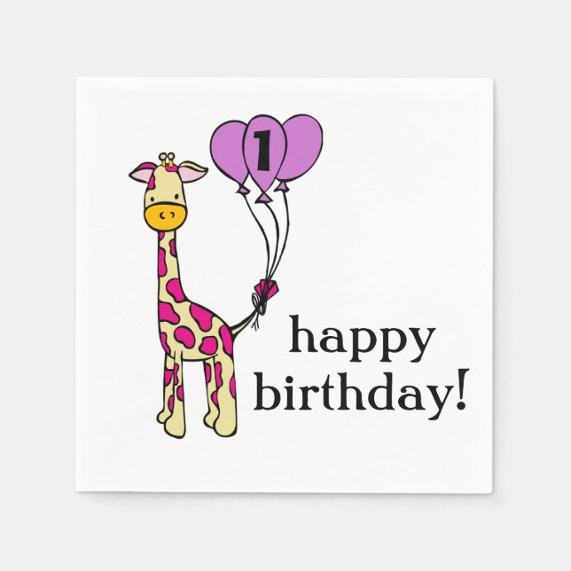 Servilleta De Papel Cute Giraffe - servilletas de cumpleaños - Persona (Anverso)