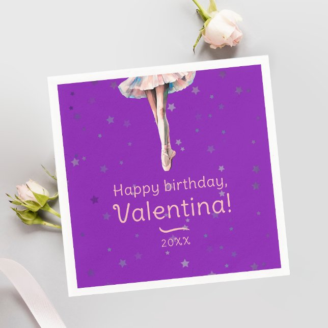 Servilleta De Papel Cute Girly Ballerina Dance Pink Tutu Purple Stars (Subido por el creador)