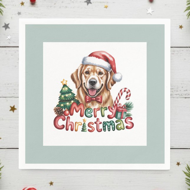 Servilleta De Papel Cute Golden Retriever Dog Christmas (Subido por el creador)