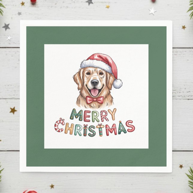 Servilleta De Papel Cute Golden Retriever Dog Christmas (Subido por el creador)