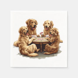 Servilleta De Papel Cute Golden Retriever Perro Jugando Cartas
