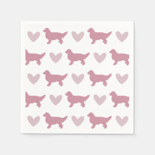 Servilleta De Papel Cute Golden Retriever Pink Dog Valentines