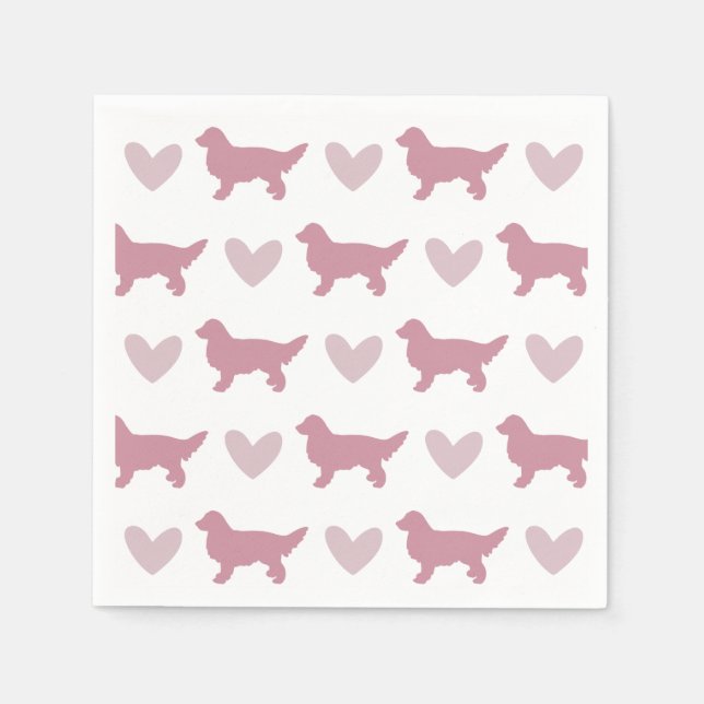 Servilleta De Papel Cute Golden Retriever Pink Dog Valentines (Anverso)