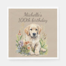 Cute Golden Retriever Puppy 100 cumpleaños