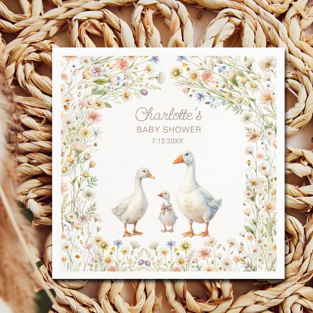 Servilleta De Papel Cute Goose Wildflower Baby Shower (Subido por el creador)