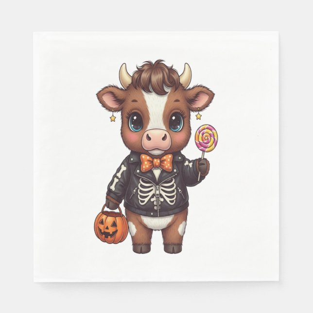 Servilleta De Papel Cute gracioso Halloween Highland Cow (Anverso)