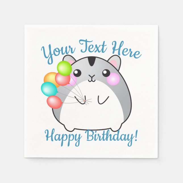 Servilleta De Papel Cute Gray Kawaii Hamster (Anverso)