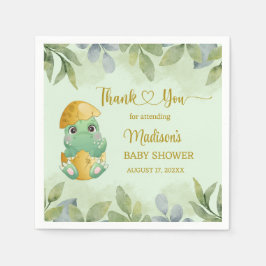 Servilleta De Papel Cute Green Dinosaur Boys Baby Shower