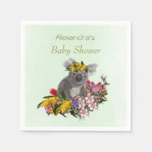 Cute Green Koala Wildflowers Baby Shower