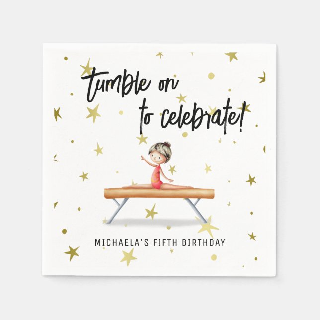 Servilleta De Papel Cute Gymnastics Balance Beam Chica Cumpleaños (Anverso)