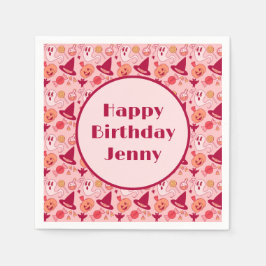 Servilleta De Papel Cute Halloween Cumpleaños Añadir Nombre Chica Rosa