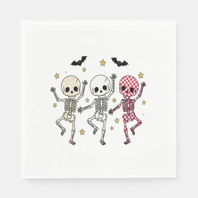 Servilleta De Papel Cute Halloween Dancing Skeletons (Anverso)