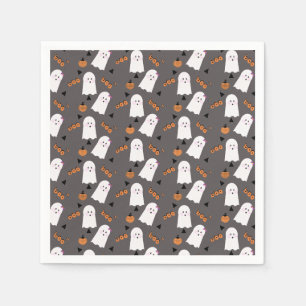 Servilleta De Papel Cute Halloween Fantasma Espantajo Naranja Gris Con