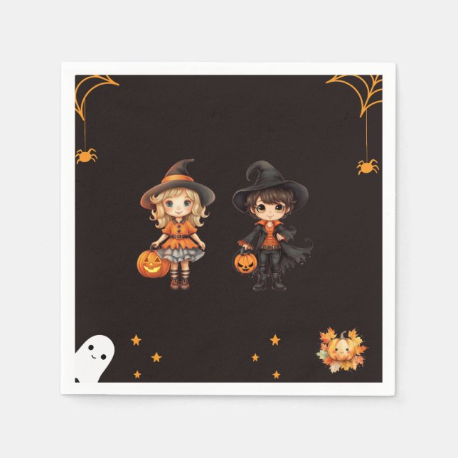 Servilleta De Papel Cute Halloween Niños Vestir Fiesta de Cumpleaños (Anverso)