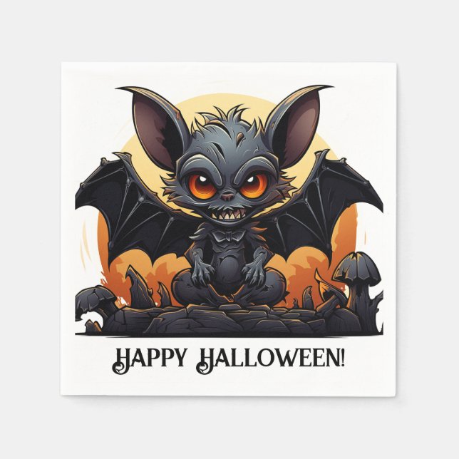 Servilleta De Papel Cute Halloween Vampiro Bat (Anverso)