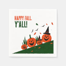 Cute Happy Fall Y'all Sombrero de Bruja de Calabaz