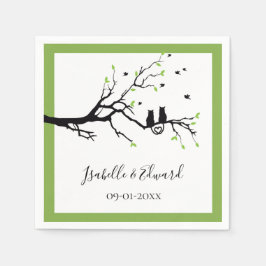 Servilleta De Papel Cute Heart "Gatos Enamorados"  En Árbol Verde Boda