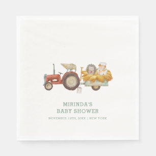 Servilleta De Papel Cute Hedgehog Farm Tractor Baby Shower