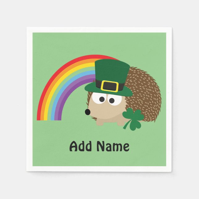 Servilleta De Papel Cute Hedgehog Leprechaun (Anverso)