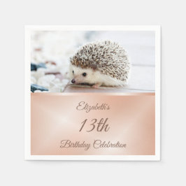 Servilleta De Papel Cute Hedgehog Rosa Gold | Cumpleaños del Personali