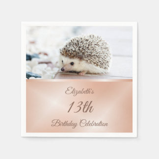 Servilleta De Papel Cute Hedgehog Rosa Gold | Cumpleaños del Personali