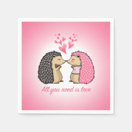 SERVILLETA DE PAPEL CUTE HEDGEHOGS KISSING HEARS LOVE DECOUPAGE PAPER
