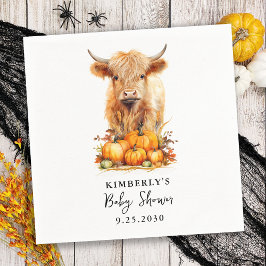 Servilleta De Papel Cute Highland Cow Autumn Pumpkins Baby Shower