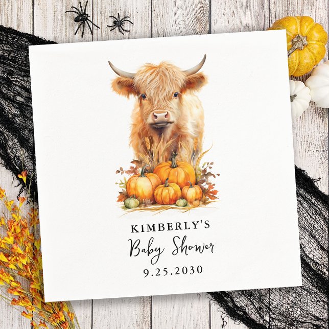 Servilleta De Papel Cute Highland Cow Autumn Pumpkins Baby Shower (Subido por el creador)